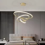 Modern LED Gold Chandelier 3 Ring LED Pendant Light Ceiling Chandelier Nordic design aluminum alloy ceiling hotel family staircase for Living Room Dining Room Bedroom